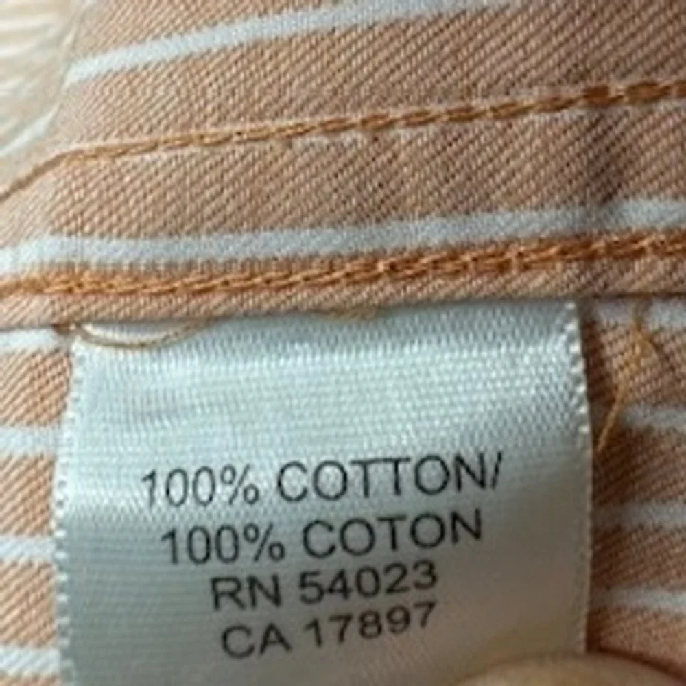 Banana Republic Men's Button Down‎ Shirt Orange Striped Size Medium 15-15.5
